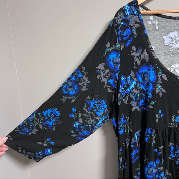 Torrid Womens Black Floral Button Front Scoop Neck 3/4 Sleeves Dress Size 4X - Picture 5 of 10